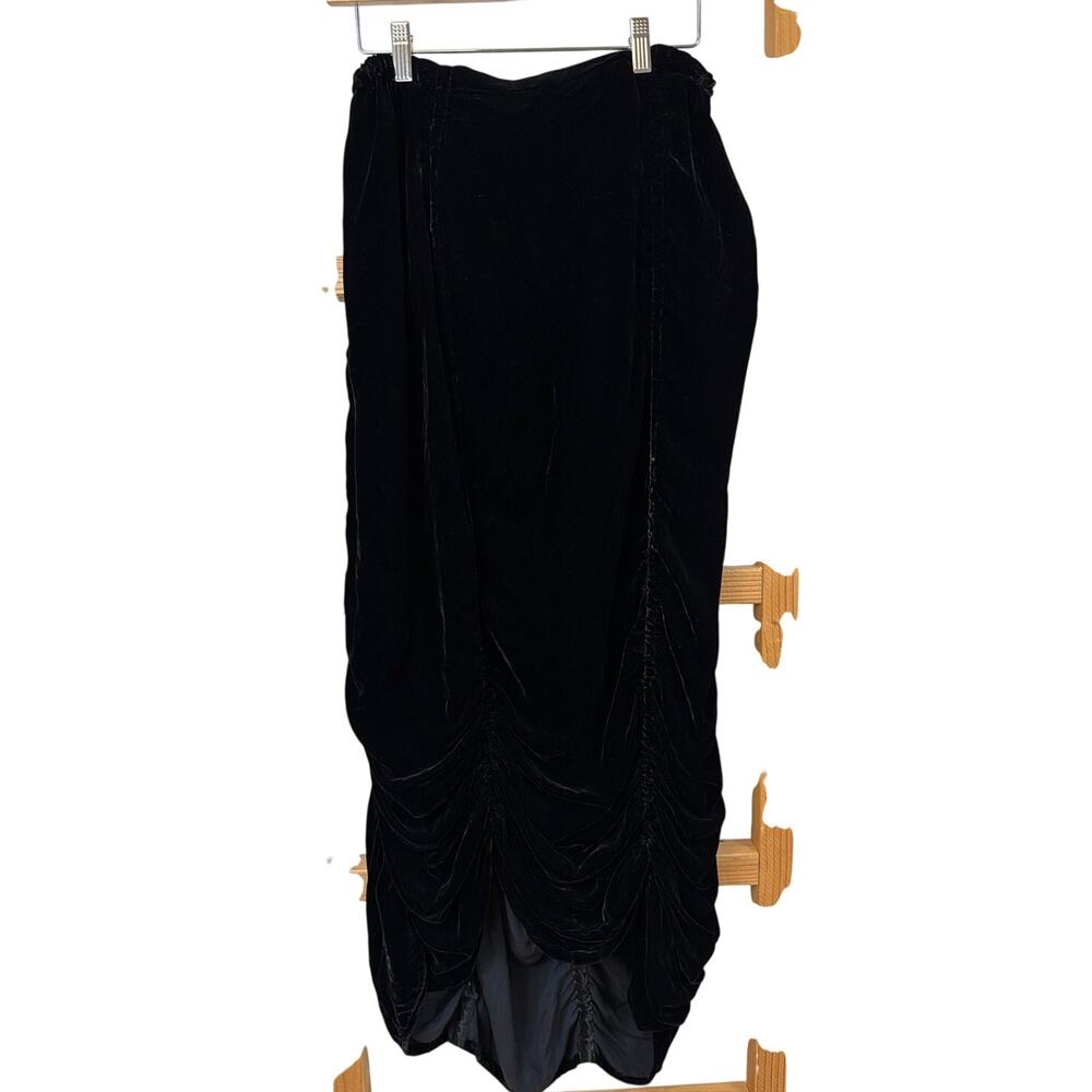 Krista Larson Black Back-Elastic High-Low Ruche Skirt One Size USA
